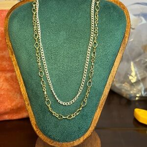 Elegant Gold and Silver Chain Necklace 16-18” Lightweight!